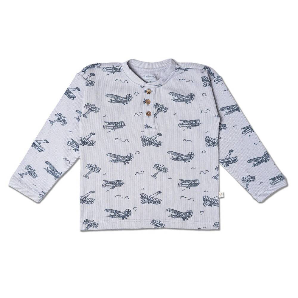 NEW MAKEMAKE ORGANICS kid's organic henley tee in white